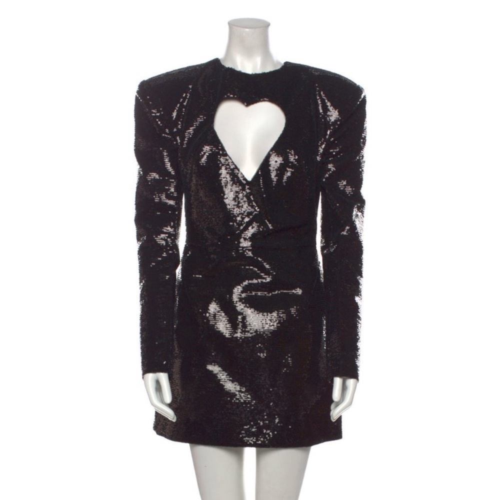 Bronx and banco Black heart cut out Sequin Dress